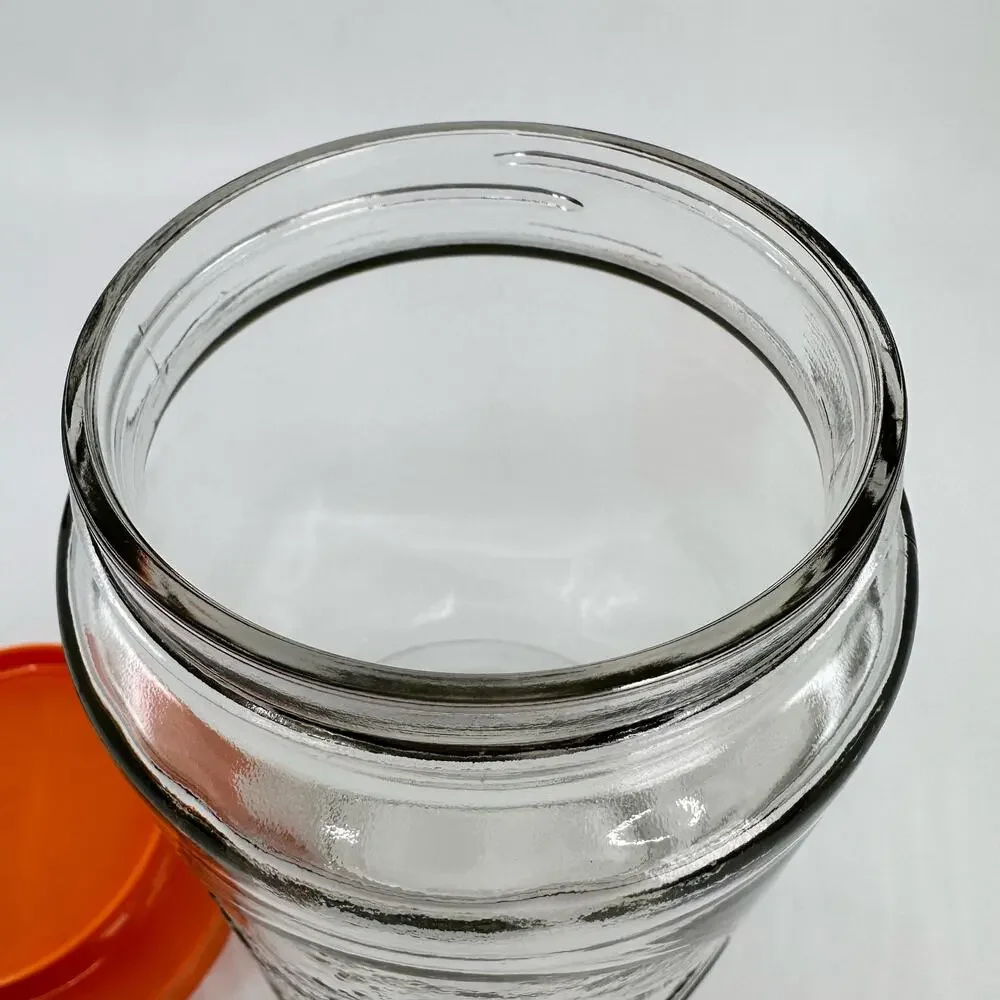 Vintage Anchor Hocking Orange Juice Jar With Lid Carafe 1970s Kitchen Canister